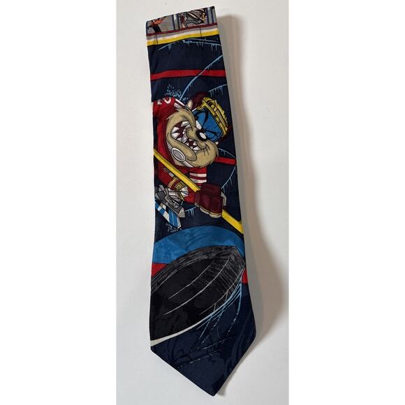 Warner Bros. Interactive Entertainment Other - Looney Tunes Mania Tie Taz Hockey Cartoon 1995 Warner Bros Necktie Vintage